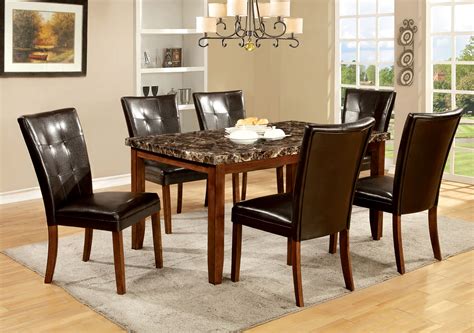 Furniture Of America Mawson Faux Marble 7 Piece Dining Table Set