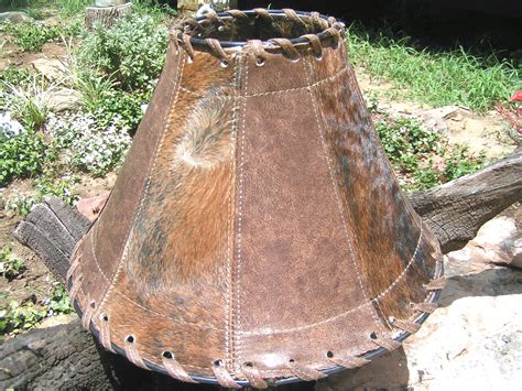Large Western Leather Cowhide Lamp Shade Brown 0950 Bz