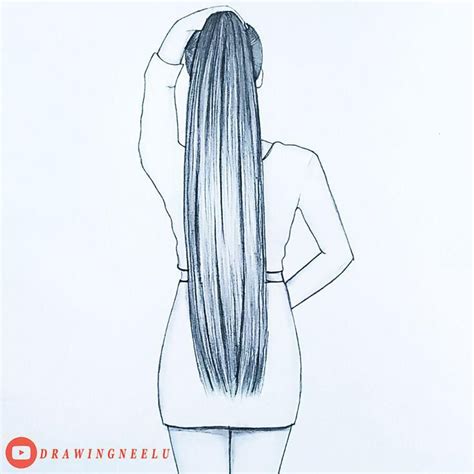 Easy Way To Draw Girl Backside Long Hair Step By Step For Beginner