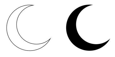 Outline Silhouette Crescent Moon Icon Set Isolated On White Background
