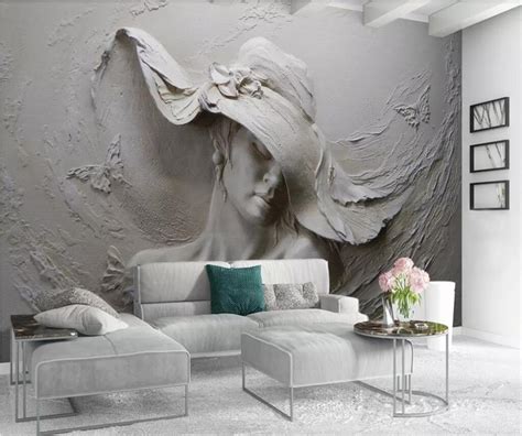 Beibehang Custom Wallpaper 3d Stereo Murals Embossed Gray Beauty Oil