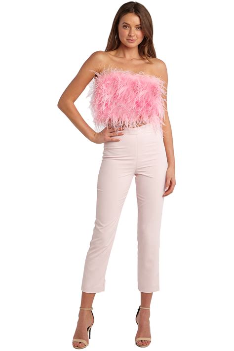 Feather Bustier Top In Lili Pink Bardot