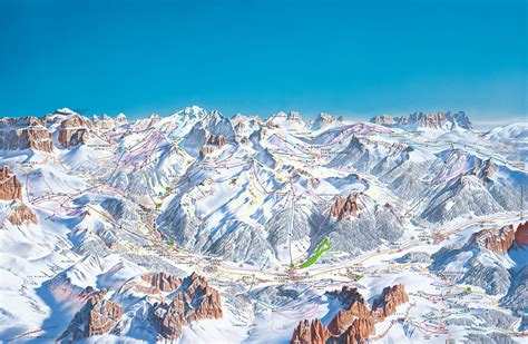 Val Di Fassafassatal Carezzakarersee Ski Map Italy Europe