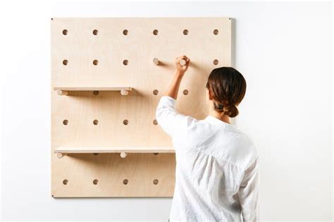 Wooden Pegboard Shelf Peg Board Wooden Shelves Store Etsy In 2020