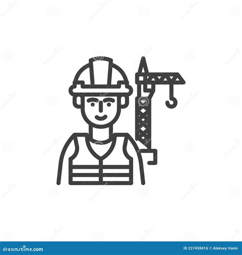 Construction Builder Line Icon Stock Vector Illustration Of Worker