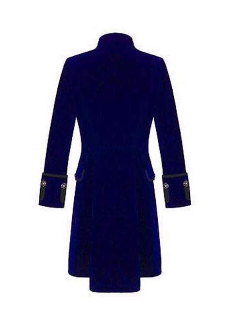 Royal Blue Velvet Goth Steampunk Victorian Frock Coat Jacket Kilt And