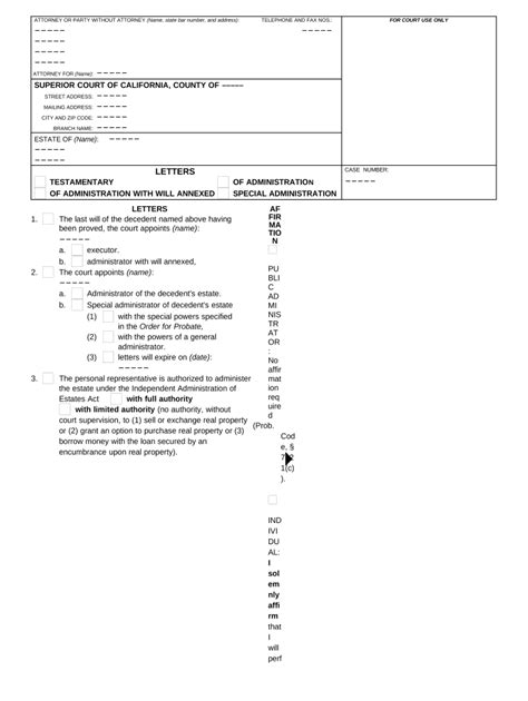 California Letters Testamentary Form Fill Out And Sign Printable Pdf