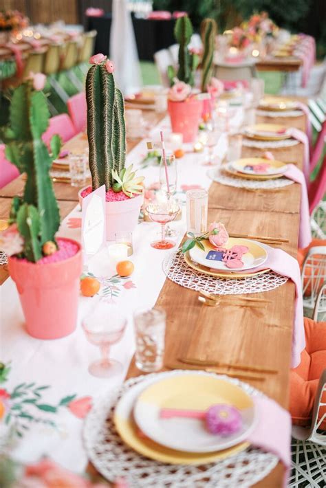Playful Pink And Yellow Table Settings