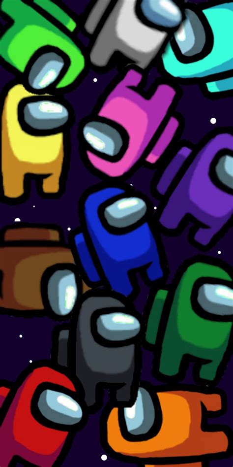 This wallpaper takes bits and pieces of official art and fits them into a wallpaper designed for mobile phones. Among us wallpaper V2 - AmongUs | Cartoon wallpaper iphone ...