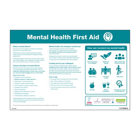 Mental Health First Aid Poster Mental Health Safety S