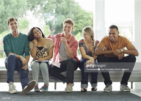 College Students Relaxing In Hallway High Res Stock Photo Getty Images