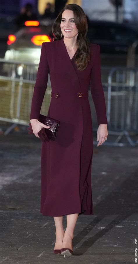 Kate Middleton In Burgundy For Royal Carols Together At Christmas