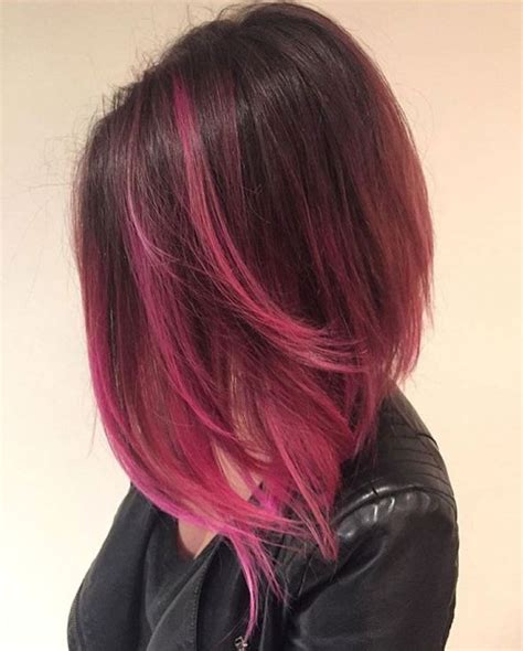 hair dos hair hair pink hair highlights black highlights rosa highlights pink hair streaks