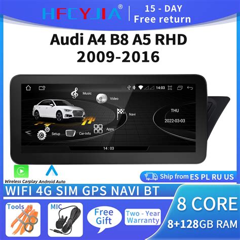 8 core android 10 system car gps navi screen for audi a4 b8 a5 2009 2016 rhd 4 64gb wifi 4g sim