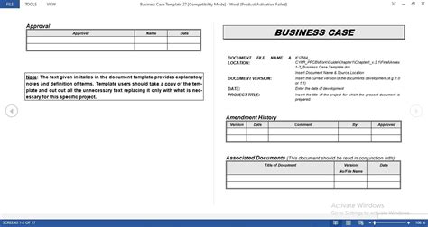 Simple Business Case Template In Word