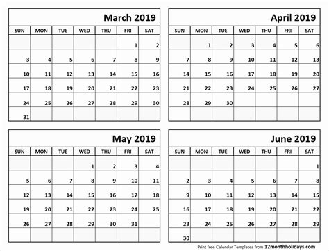 Extraordinary Blank Calendar 4 Months Per Page A Calendar Is The Ideal
