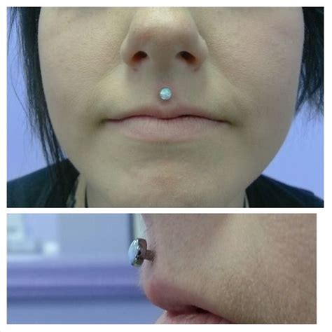 Fresh Philtrum Piercing On Taylor With A 4mm White Opal From Anatometal
