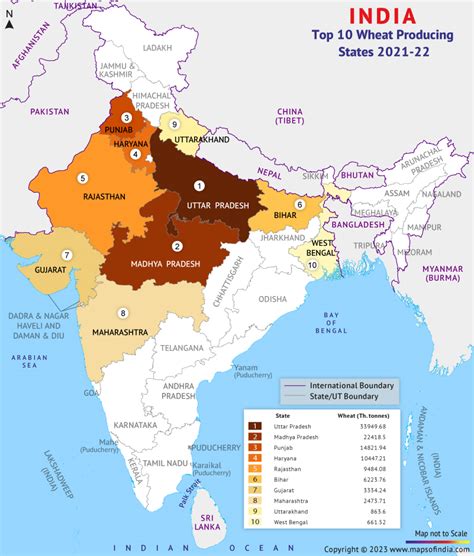 Top 10 Wheat Producing States Of India Map Of India