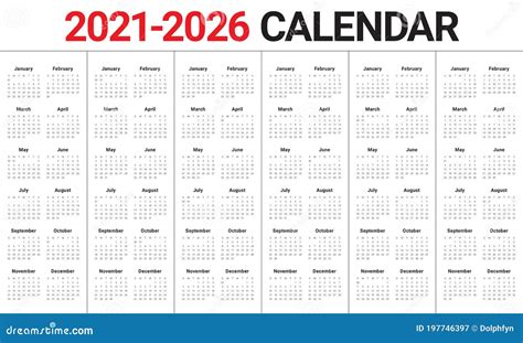 Año 2021 2022 2023 2024 2025 2026 Calendario Plantilla De Diseño De