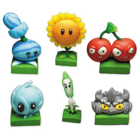 Cheap 6 X Plants Vs Zombies 2 Toys Polymer Clay Game Role