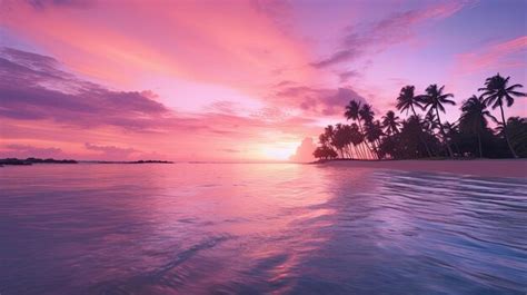 Premium Ai Image A Photo Of A Serene Pink And Purple Sunset Over A