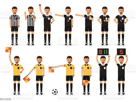 Soccer Referee Character Set 개체 그룹에 대한 스톡 벡터 아트 및 기타 이미지 - iStock