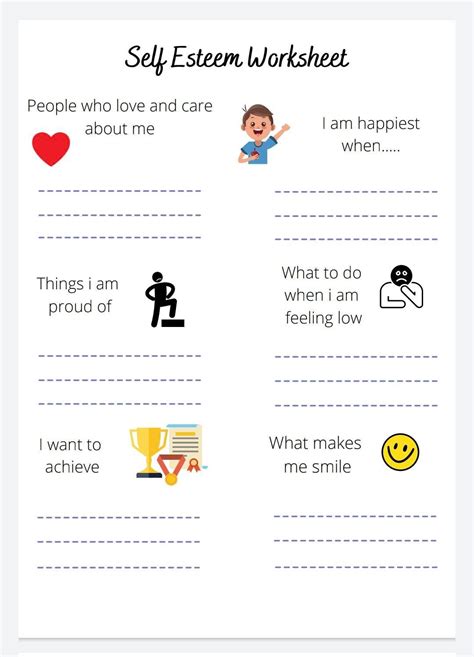 Self Esteem Gratitude Worksheet Children Mental Health Emotions