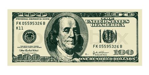 Vector 100 Dollar Bill On White Stock Vector Colourbox