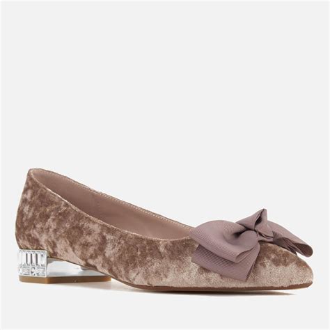 Dune Womens Bow Bela Velvet Pointed Flat Shoes In Grey Gray Lyst
