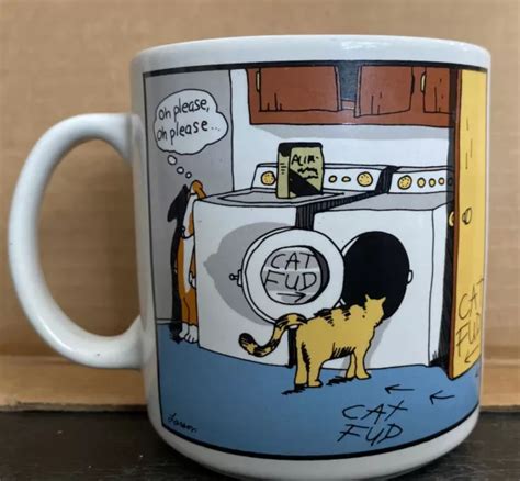 Vintage The Far Side Gary Larson 1985 Dog Vs Cat Coffee Mug Cat Fud