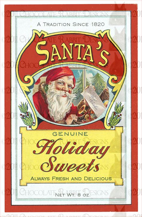 Order personalized candy labels & stickers for candy bar wrappers & packaged candies. Christmas Candy Vintage Label - Digital Download 300 Dpi High Resolution on Luulla