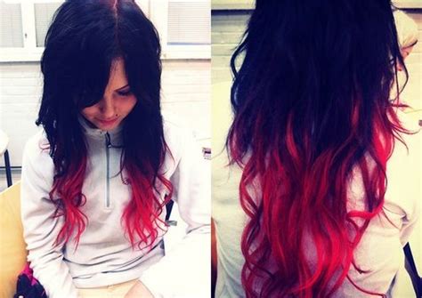 Dip Dye Red And Black Dip Dye Hair Dip Dyed Dyed Hair Nail Piercing