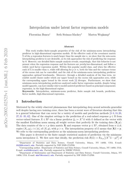 Interpolation Under Latent Factor Regression Models Deepai