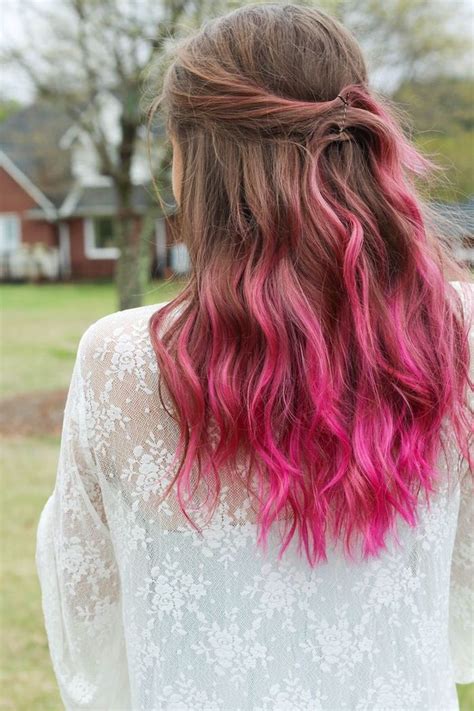 Pink Hair Brown Hair With Dark Pink Tips Balayage