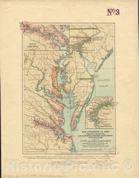 Historical Map The Colonies In 1660 Virginia Maryland And The Dutch
