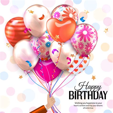 Beautiful Balloon With Birthday Background Vector Free