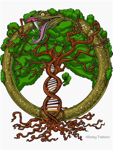 Ouroboros Dna Tree Of Life Sticker For Sale By Underheaven Redbubble