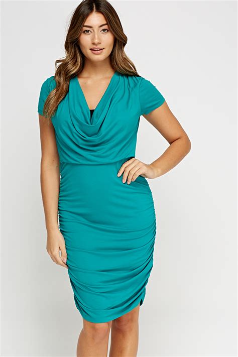 Cowl Neck Rushed Dress Just 7