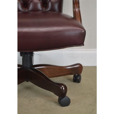 Great savings & free delivery / collection on many items. Oxblood Red Leather Tufted Chesterfield Style Executive Office Desk Chair (E) | Chairish