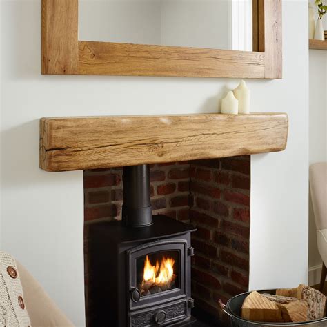 Oak Mantel Shelf Aged And Flamed Rustic Solid French Beam Rustic