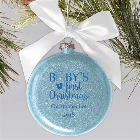 Personalized Babys First Christmas Glass Holiday Ornament Tsforyounow