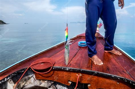 Premium Photo Fishermen Fishing Squid Use Bait Colorful