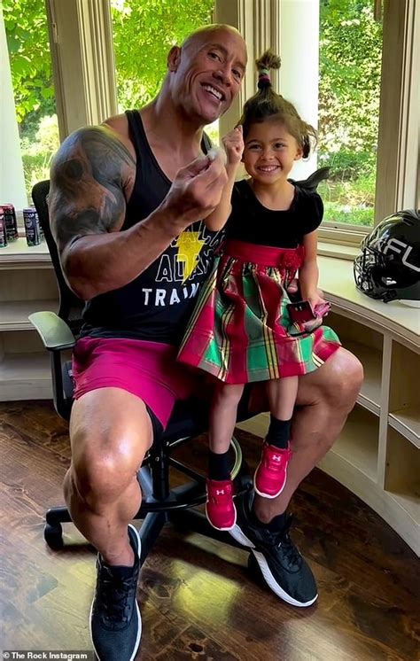 dwayne the rock johnson gushes over his daughter tiana four as she sits on his lap daily