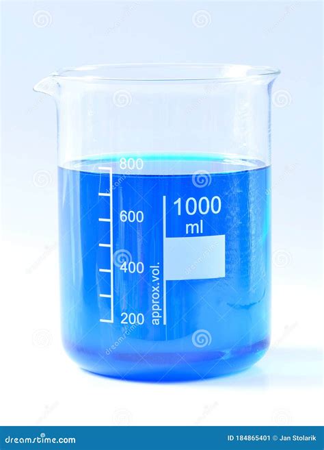 Chemical Beaker With Blue Chemicals Dissolved In Water Stock Image
