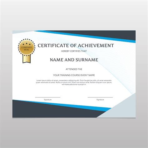 Certificado De Reconocimiento Azul Y Negro Vector Gratis