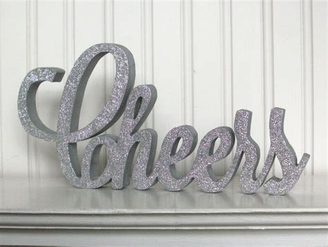 Cheers Wood Sign Glitter Sign Wood Word Cheers Glitter Wood Etsy