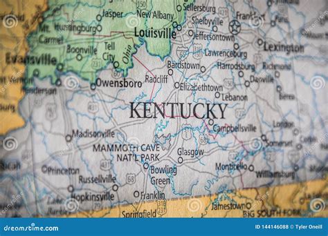Selective Focus Of Kentucky State On A Geographical And Political State