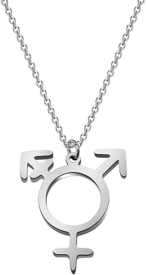 Wusuaned Transgender Symbol Necklace Transgender Pride Jewelry Male And