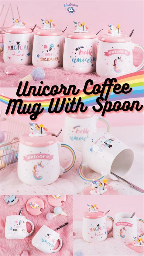 Cute Unicorn Coffee Mug With Lid And Spoon Unilovers Unicorn Coffee