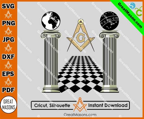 Masonic Columns Masonic Pillar Chess Board Floor Great Etsy